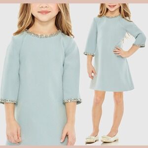 NWT Mac Duggal [ Girls 6 ] 20696 Rhinestone Beaded A-Line Mini Dress U1970
